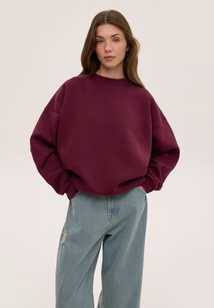 Свитшот трёхнитка утепленная oversize fig (бордовый) Свитшот трёхнитка утепленная oversize fig (бордовый)